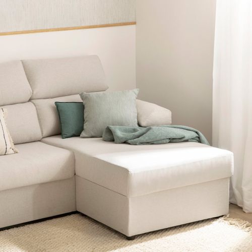 Canapé D'angle En Tissu Beige 239x100cm