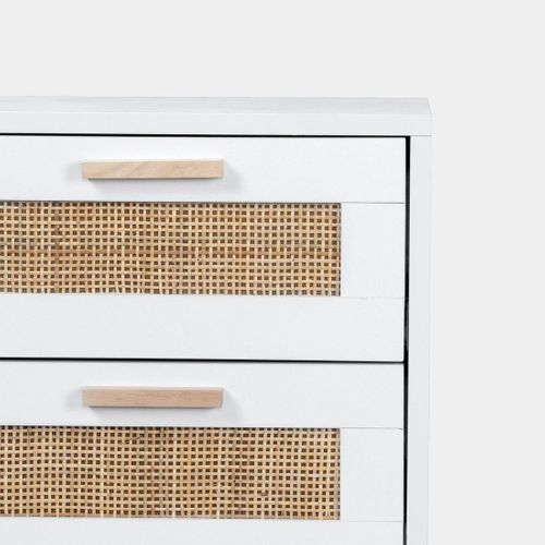 Table De Chevet 1 Tiroir En Fibre Naturelle Blanco-natural 40x56cm