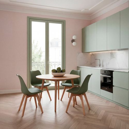 Chaise De Cuisine En Plastique Vert Olive 48x82cm