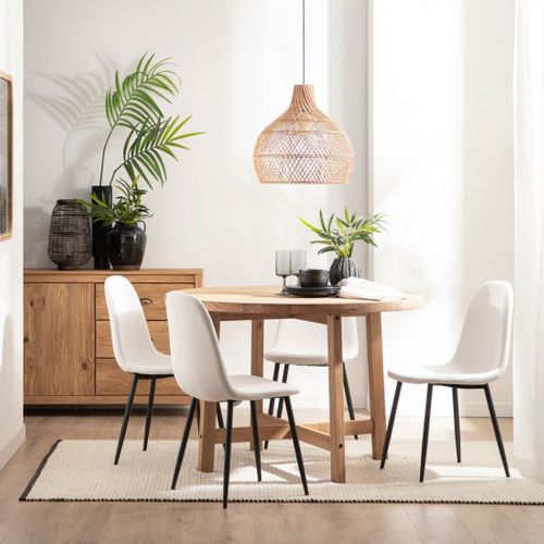 Chaise De Salle à Manger En Rembourrage En Microvelours Blanc Ivoire 44x84cm