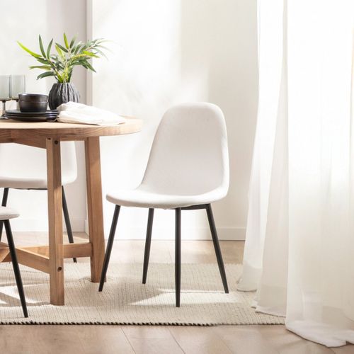 Chaise De Salle à Manger En Rembourrage En Microvelours Blanc Ivoire 44x84cm