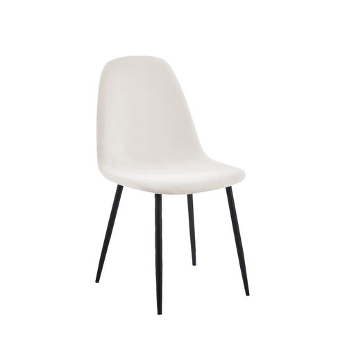 Chaise De Salle à Manger En Rembourrage En Microvelours Blanc Ivoire 44x84cm