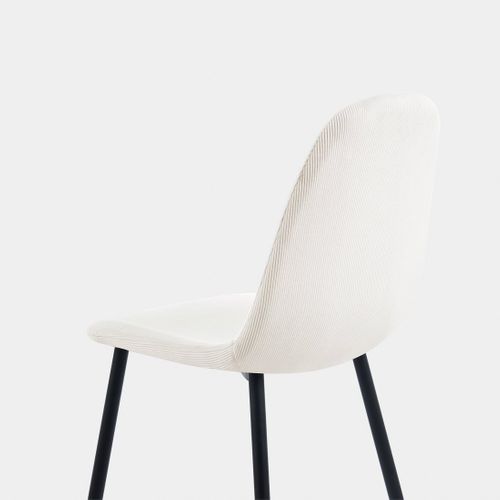 Chaise De Salle à Manger En Rembourrage En Microvelours Blanc Ivoire 44x84cm