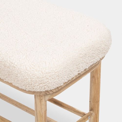 Banc En Revêtement En Moutonnet Blanc 90x46cm