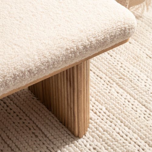 Banc En Revêtement En Moutonnet Blanc 100x45cm