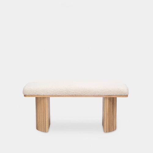 Banc En Revêtement En Moutonnet Blanc 100x45cm