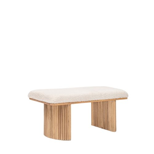 Banc En Revêtement En Moutonnet Blanc 100x45cm