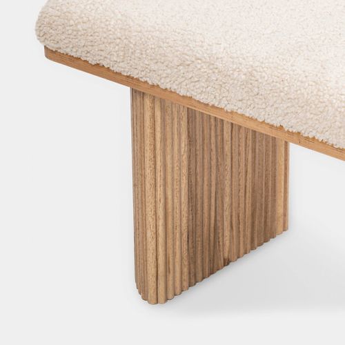 Banc En Revêtement En Moutonnet Blanc 100x45cm