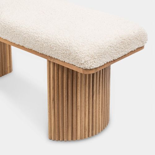 Banc En Revêtement En Moutonnet Blanc 100x45cm