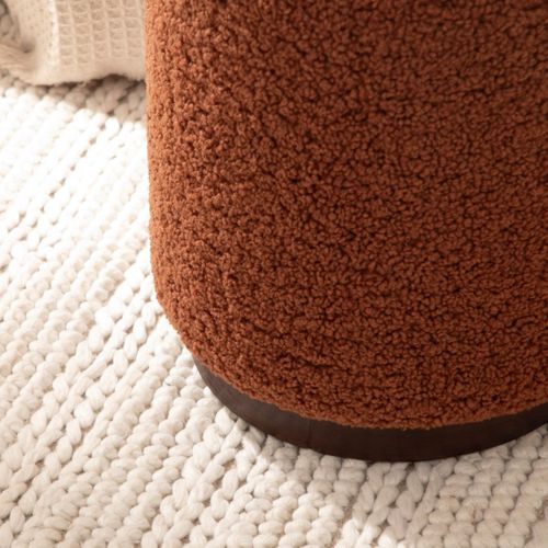 Pouf En Revêtement En Moutonnet Terracotta 35x42cm
