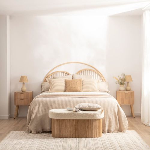 Banc En Revêtement En Moutonnet Blanc 93x44cm