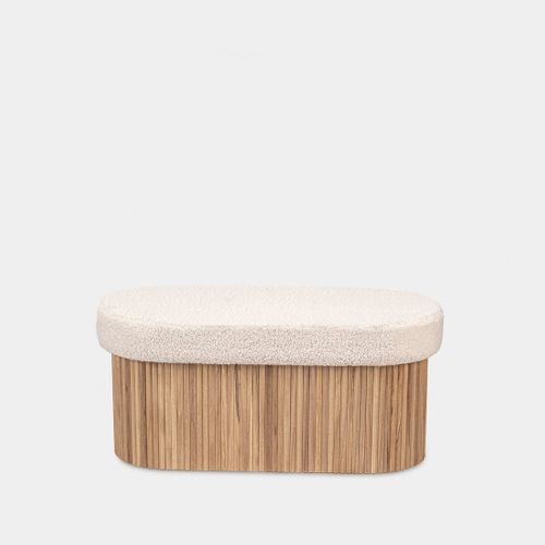 Banc En Revêtement En Moutonnet Blanc 93x44cm