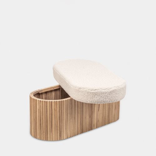 Banc En Revêtement En Moutonnet Blanc 93x44cm