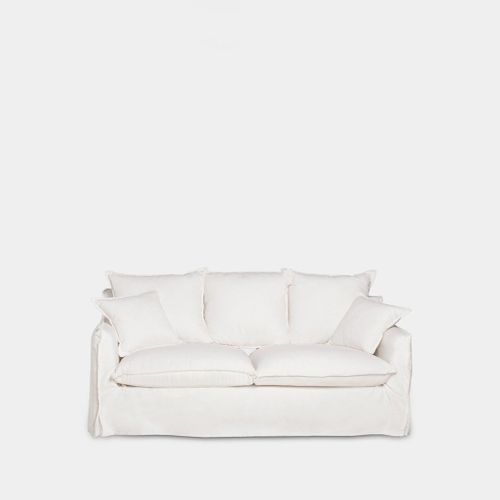 Canapé Trois Places En Lin Blanc Ivoire 190x95cm