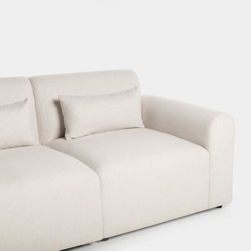 Canapé D'angle En Tissu Beige 280x87cm