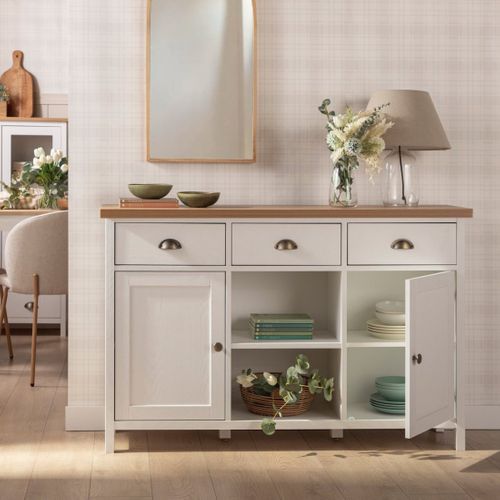 Buffet Haut En Laqué Blanco-natural 130x85cm