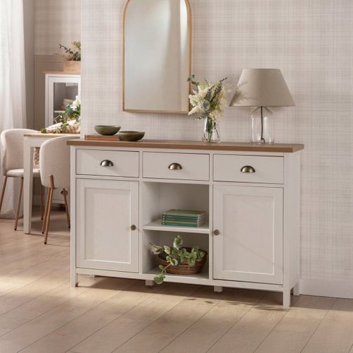 Buffet Haut En Laqué Blanco-natural 130x85cm