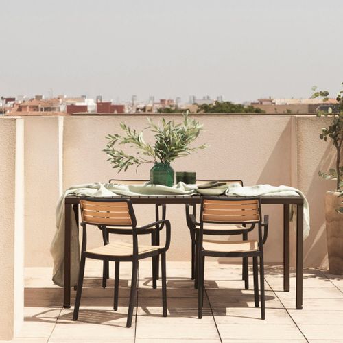 Chaise D'extérieur En Plastique Noir-naturel 54x80cm