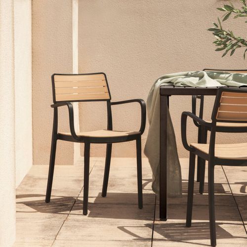 Chaise D'extérieur En Plastique Noir-naturel 54x80cm