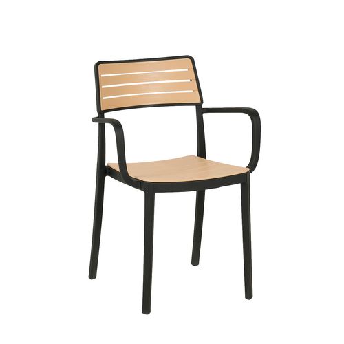 Chaise D'extérieur En Plastique Noir-naturel 54x80cm