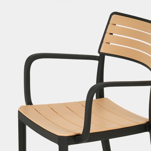 Chaise D'extérieur En Plastique Noir-naturel 54x80cm