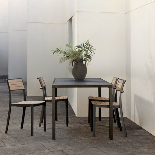 Chaise D'extérieur En Plastique Noir-naturel 41x81cm