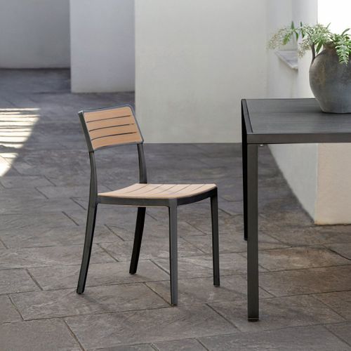 Chaise D'extérieur En Plastique Noir-naturel 41x81cm