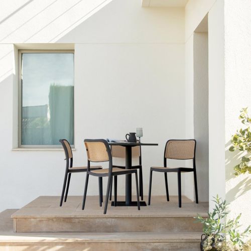 Chaise D'extérieur En Plastique Noir-naturel 44x81cm