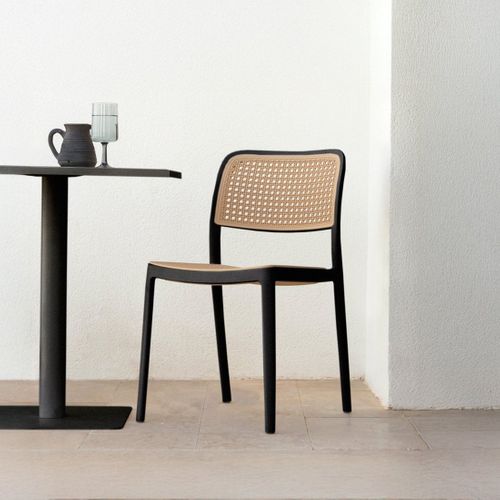 Chaise D'extérieur En Plastique Noir-naturel 44x81cm