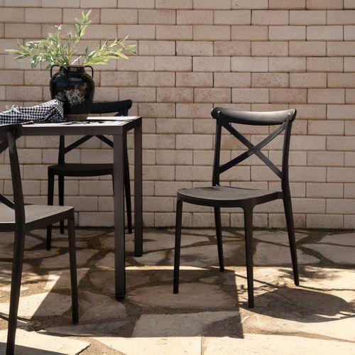 Chaise D'extérieur En Plastique Gris Anthracite 48x81cm