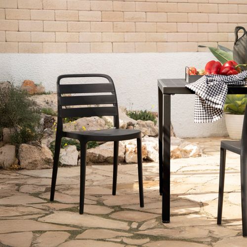 Chaise D'extérieur En Plastique Gris Anthracite 42x80cm