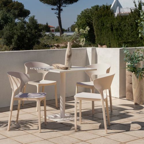 Chaise D'extérieur En Plastique Beige 48x76cm