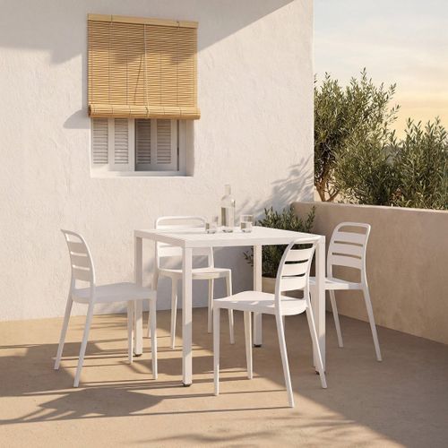 Table Fixe En Polypropylène Blanc 84x76cm