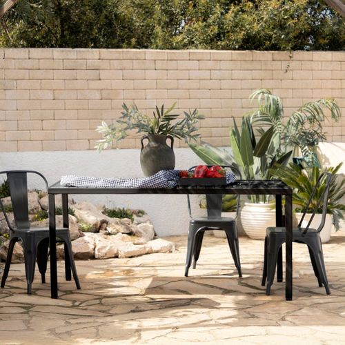 Table Fixe En Polypropylène Gris Anthracite 165x76cm