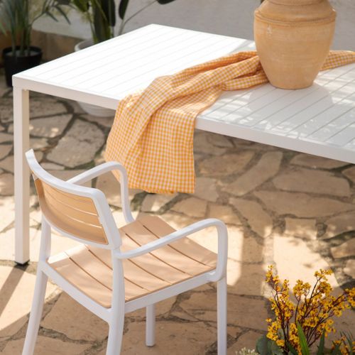 Table Fixe En Polypropylène Blanc 165x76cm