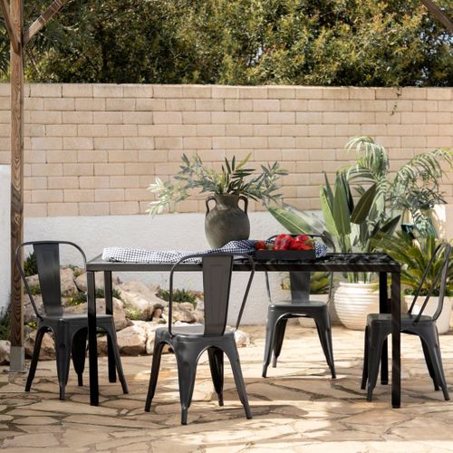 Chaise D'extérieur En Métal Gris Anthracite 46x85cm