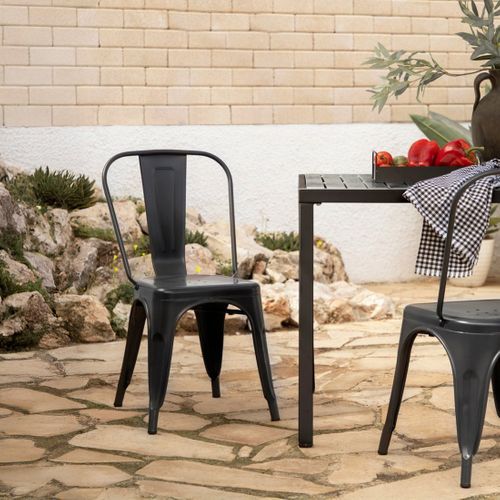 Chaise D'extérieur En Métal Gris Anthracite 46x85cm
