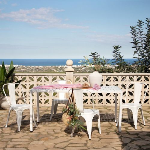 Chaise D'extérieur En Métal Blanc 46x85cm