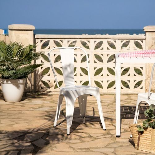 Chaise D'extérieur En Métal Blanc 46x85cm