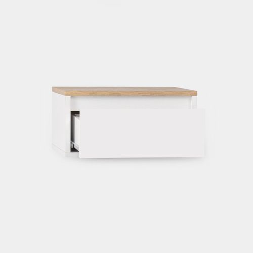 Table De Chevet Flottante En Laqué Blanco-natural 40x20cm