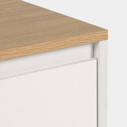 Table De Chevet Flottante En Laqué Blanco-natural 40x20cm