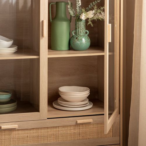 Vitrine Double En Rotin Naturel 100x170cm