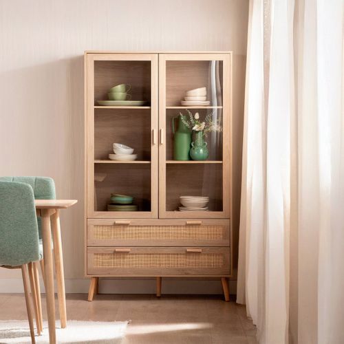 Vitrine Double En Rotin Naturel 100x170cm