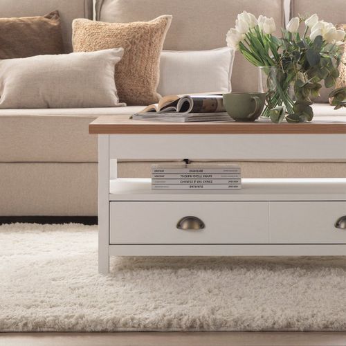 Table Basse Relevable En Laqué Naturel 100x45cm