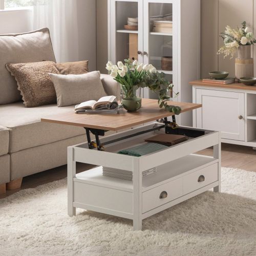 Table Basse Relevable En Laqué Naturel 100x45cm