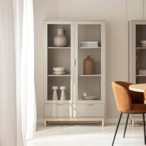 Vitrine Double En Laqué Gris Perle 100x170cm