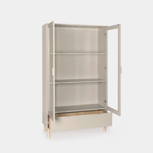 Vitrine Double En Laqué Gris Perle 100x170cm