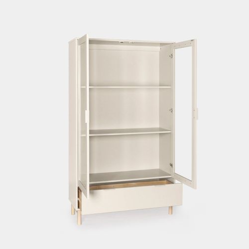 Vitrine Double En Laqué Blanc Ivoire 100x170cm