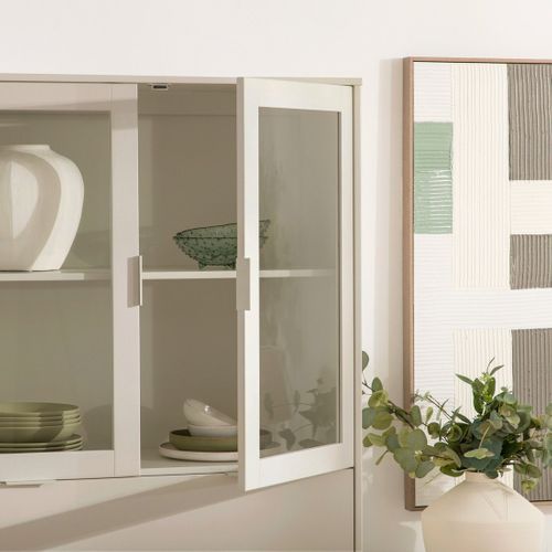 Vitrine Double En Laqué Blanc Ivoire 95x170cm