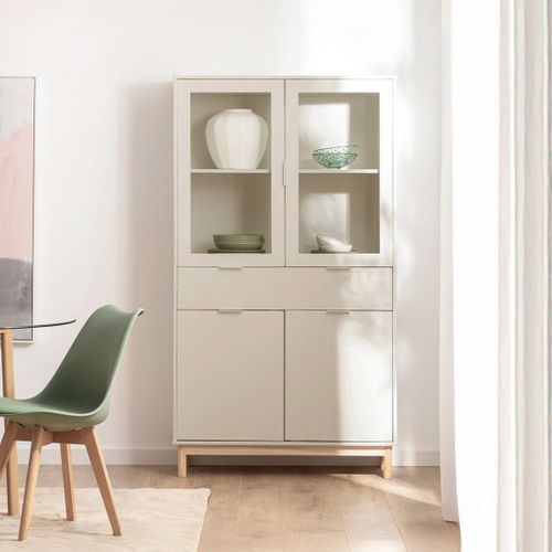 Vitrine Double En Laqué Blanc Ivoire 95x170cm